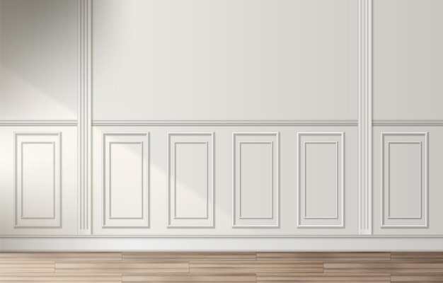 Free Vector room interior with white classic wall panel