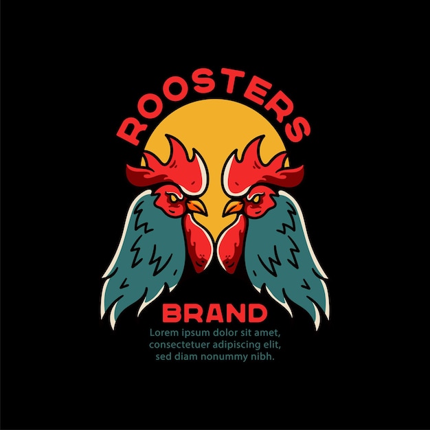 Free Vector roosters illustration vintage tattoo for tshirt