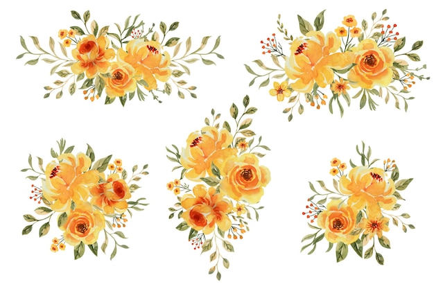 Free Vector rose flower yellow arrangement collection