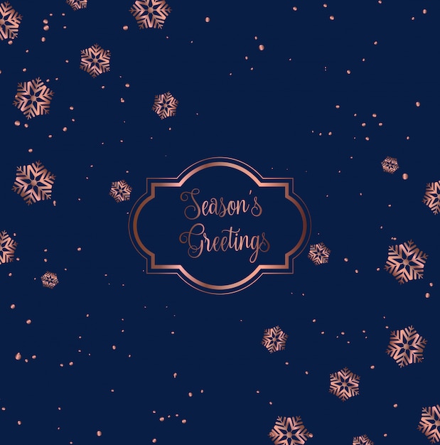 Rose gold and blue Christmas card design 