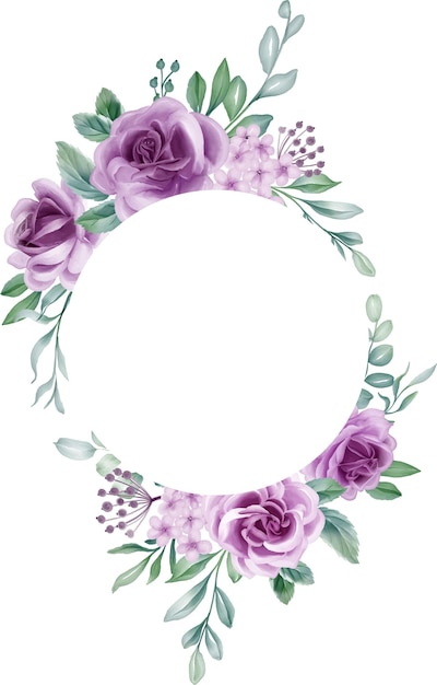 Rose Purple Watercolor flower frame lilac flower elements botanical background or wallpaper design prints and invitations and postcardsPrint