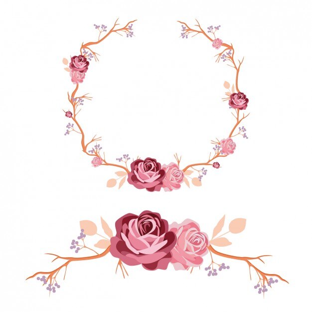 Roses wreath and ornament design