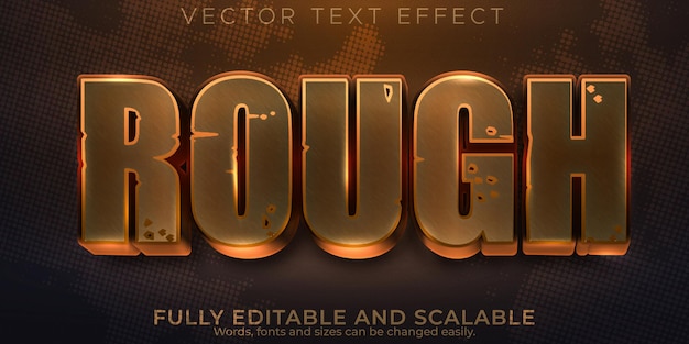 Rough rusty text effect, editable metal and bronze text style