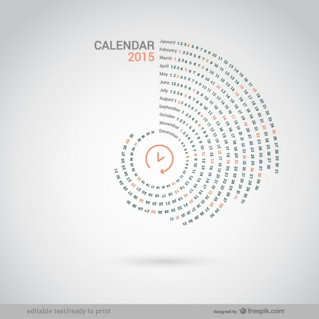 Free Vector round 2015 calendar