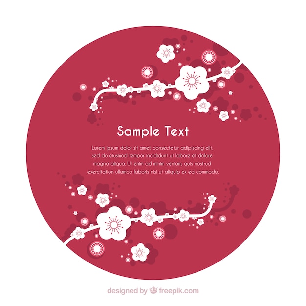 Free vector round background with decorative cherry blossoms