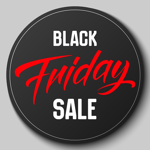 Round badge with Black Friday Sale vector illustration