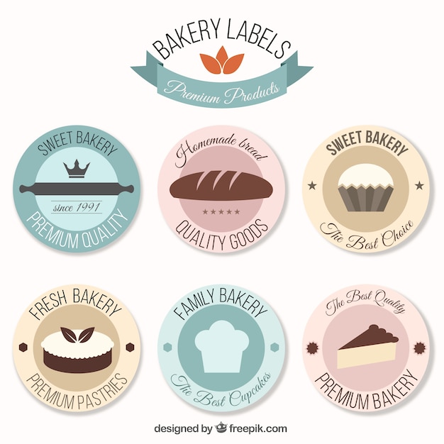 Free Vector round bakery labels