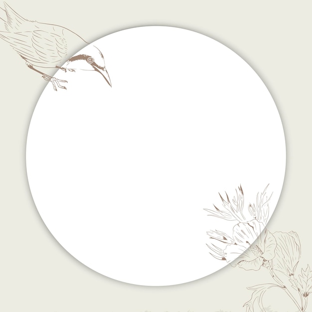 Round bird and floral frame social ads