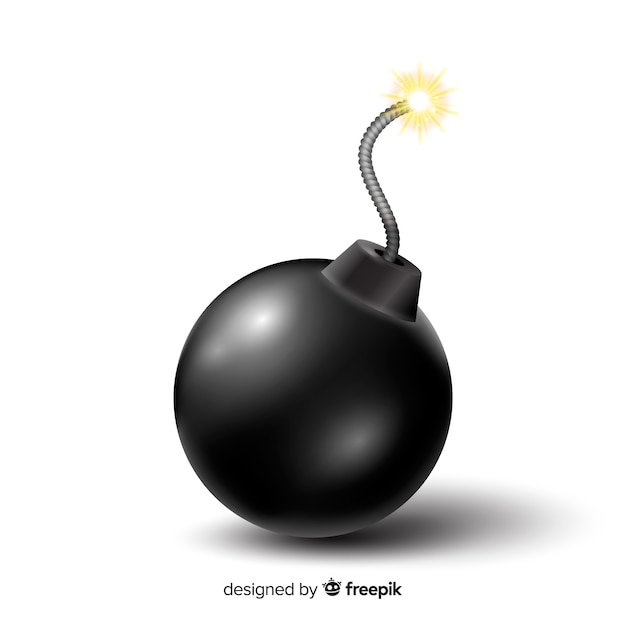 Free vector round black bomb realistic style