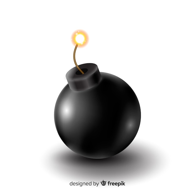 Round black bomb realistic style