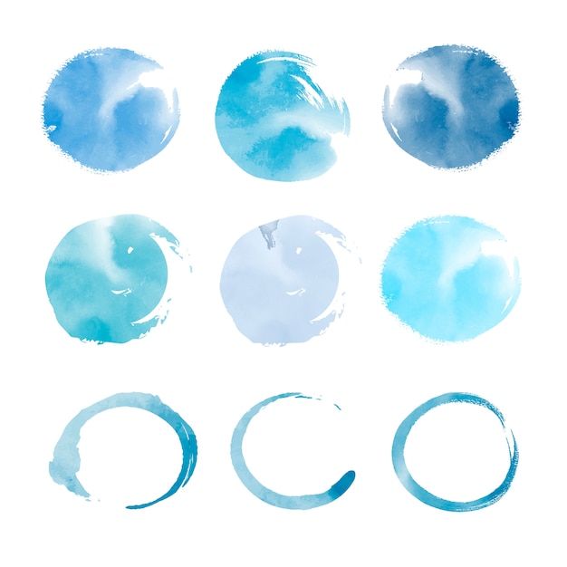 Round blue watercolor elements vector