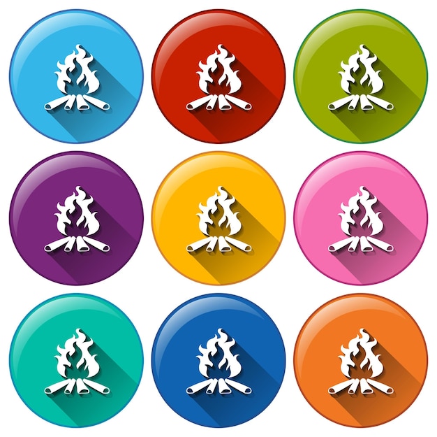 Free vector a round button with campfires