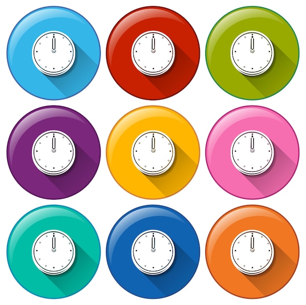 Free vector round buttons with clocks