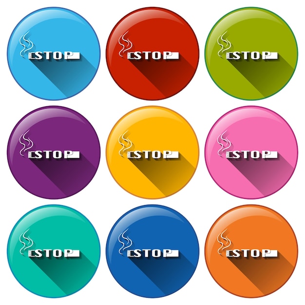 Free Vector round buttons with a stop smoking template