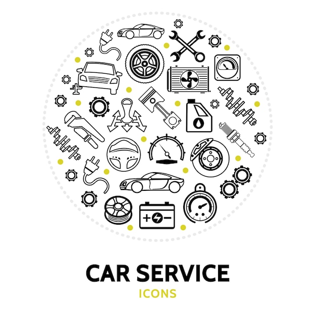 round composition with car service elements