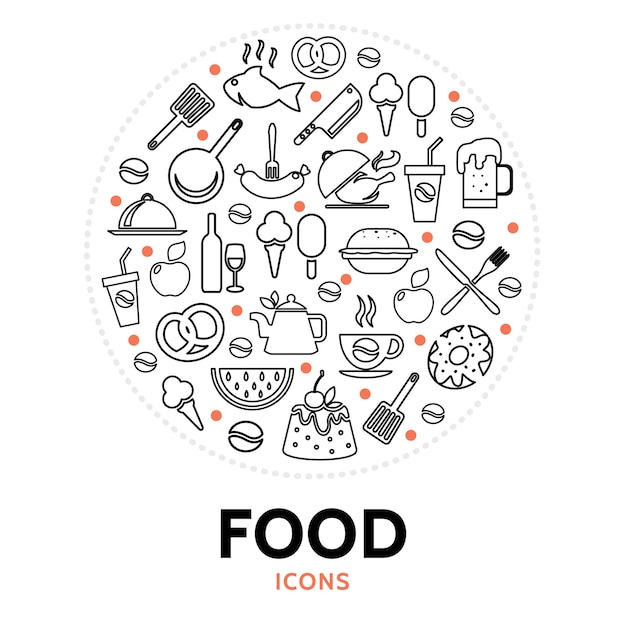 round composition with food elements