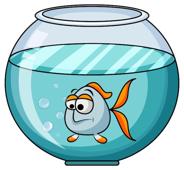 Free Vector round fish tank with a big eyed fish