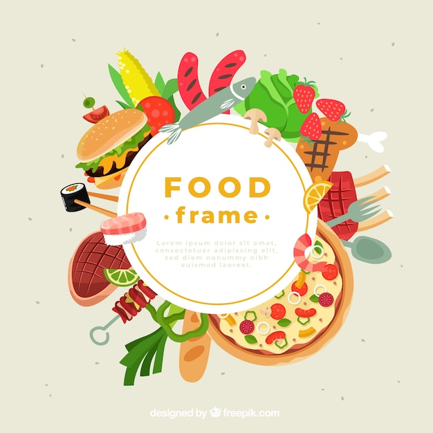 Round food frame background