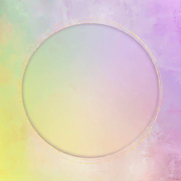 Free Vector round gold frame on purple background