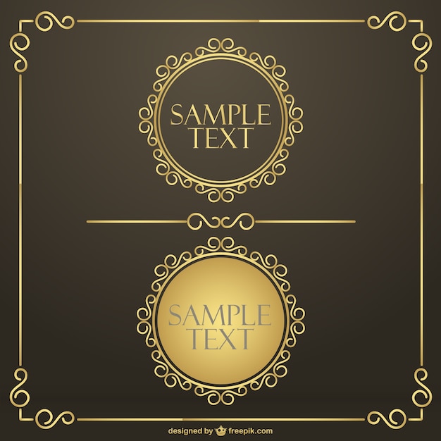 Free Vector round golden frame