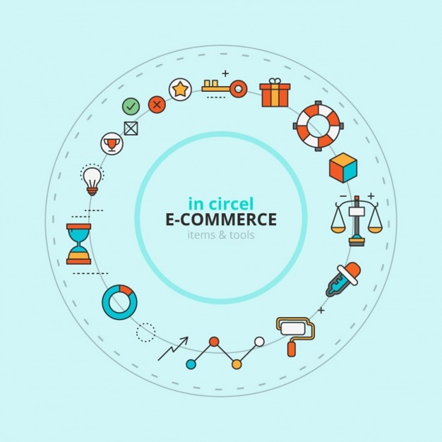 Free vector round graphic with ecommerce icons