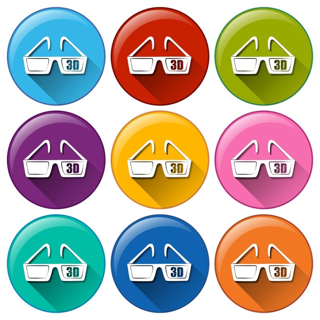 Round icons with a movie eyewear