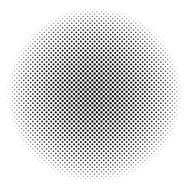 Free vector round monochrome screen tones isolated on a white background vector illustration