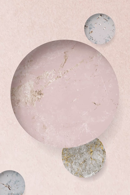 Round patterned on pink marble textured background