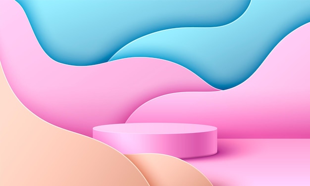 Round podium on abstract pastel background