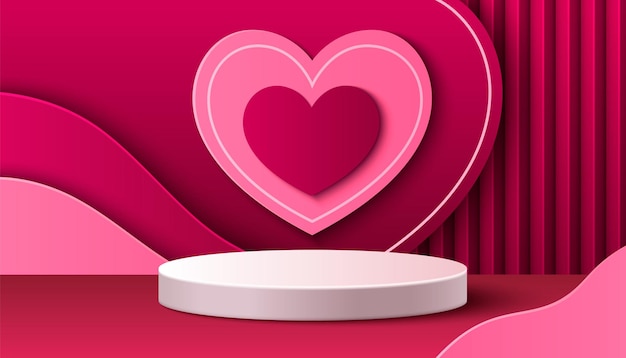 Round podium and heart shape decoration