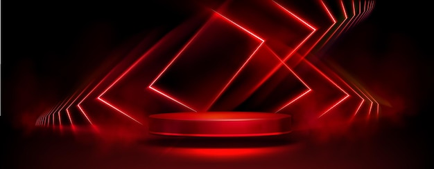 Free Vector round podium on red light background