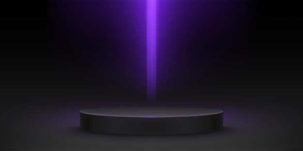 Free Vector round podium with neon light portal