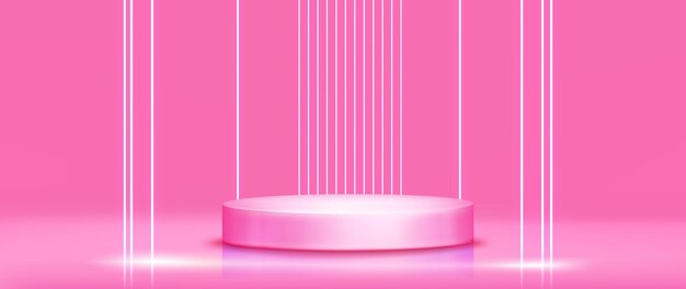 Round shape podium on pink background