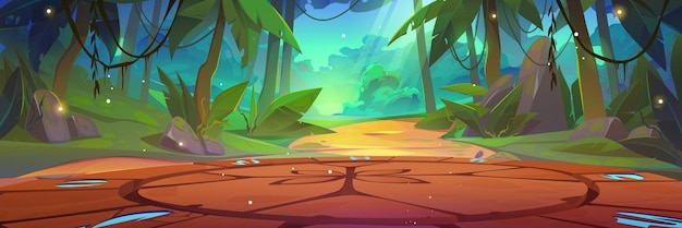 Free vector round stone magic portal or battle arena in forest