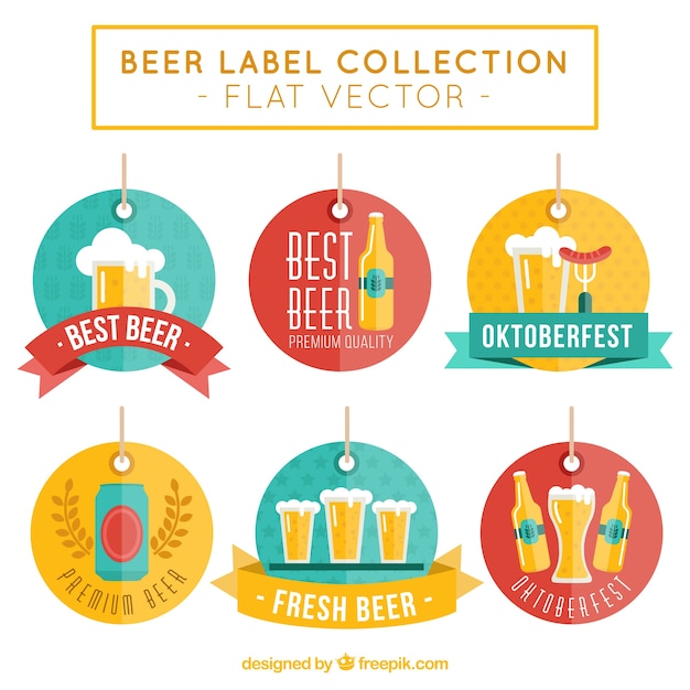 Round tag collection of beer