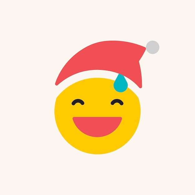 Free vector round yellow santa with sweat emoticon isolated on beige background vector