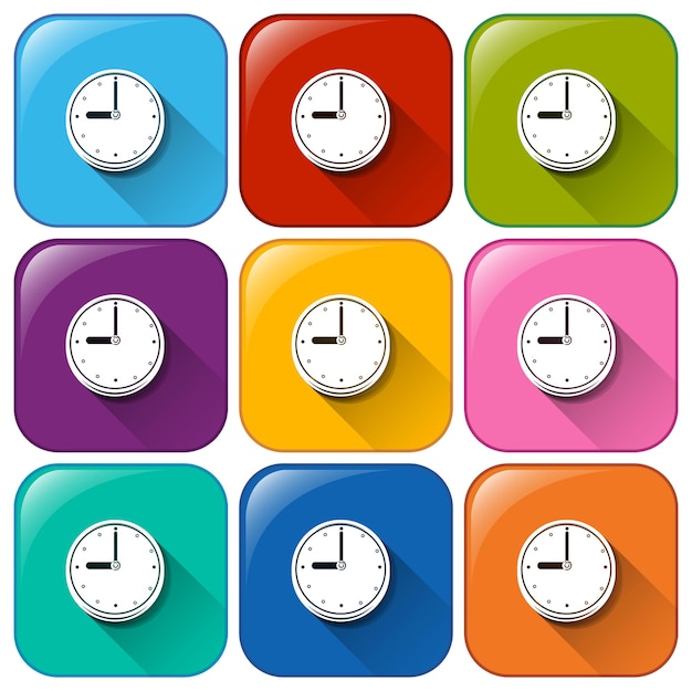 Free Vector rounded buttons showing the wallclock