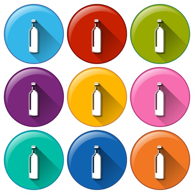 Rounded buttons with bottles