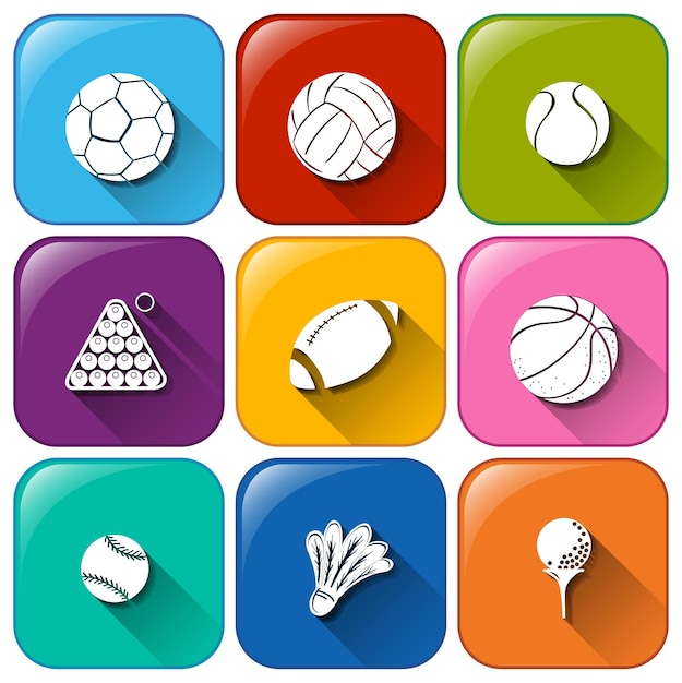 Rounded icons with the different balls