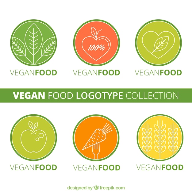 Rounded vegan food  logotypes