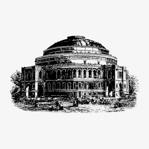 Free Vector royal albert hall vintage drawing