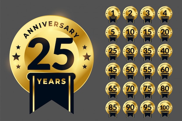 Free vector royal anniversary logotype golden emblem big set