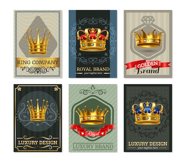 Free Vector royal crown realistic bannesr set