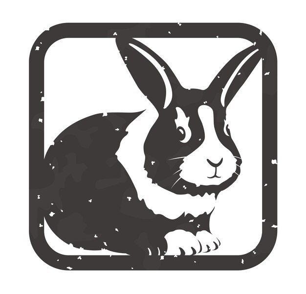 Rubber Stamp Illustration For Easter And The Chinese Zodiac Year Of The Rabbit.