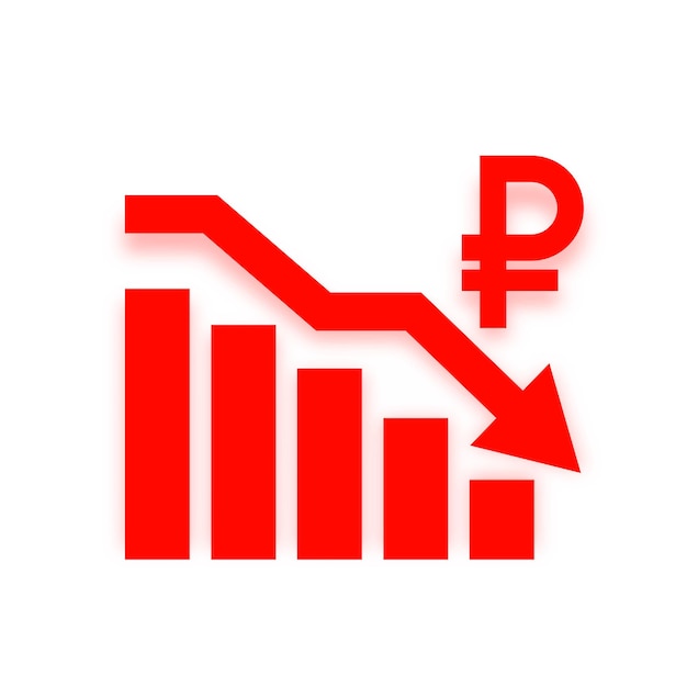 Ruble currency downdall due to collapse crisis