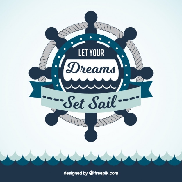 Free Vector rudder and sea background with inspiring phrase