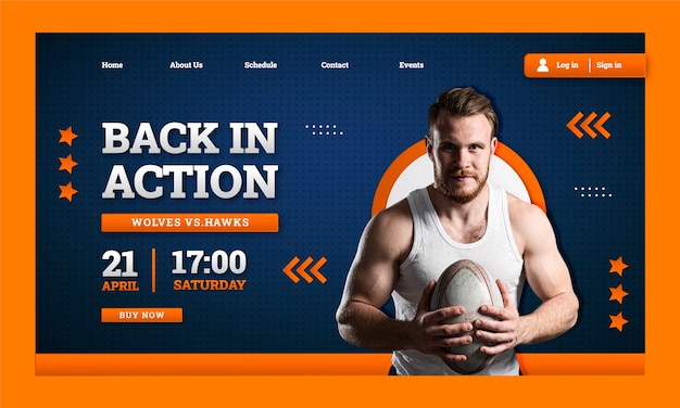 Free Vector rugby game landing page template