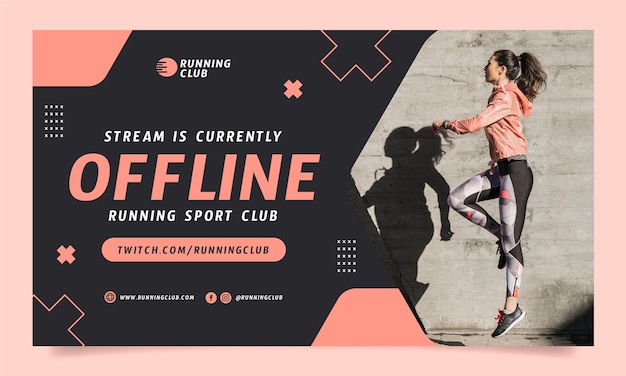 Free Vector running club twitch background