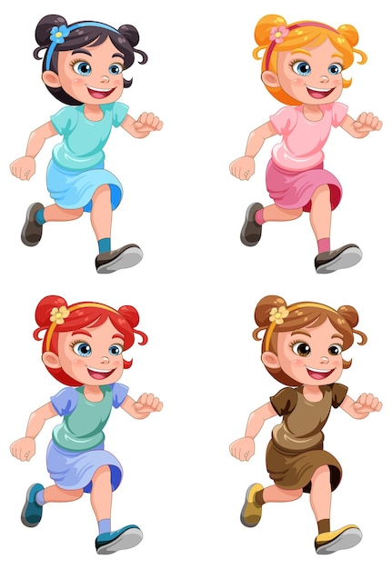 Free Vector running girl cartoon character