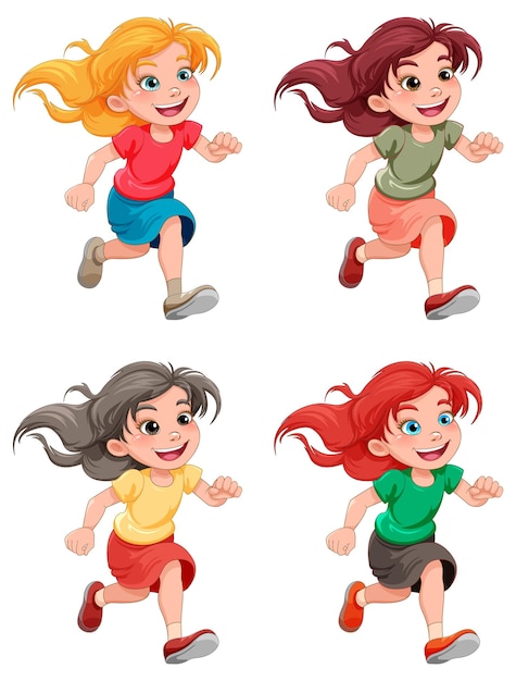 Free Vector running girl cartoon character